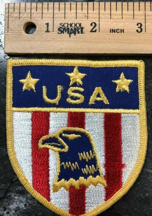 Vintage USA Flag And Eagle 1980's Patch- American Veteran Military Army Navy