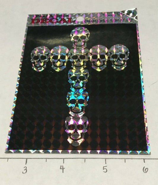 Cross Skulls Holographic Decal Biker Badass Sticker 90s/2000s Multipurpose Nos 