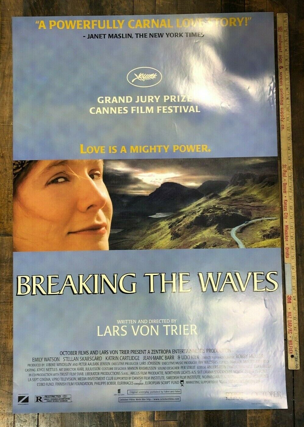 Breaking the Waves (October Films, 1996). One Sheet (27" X 40") SS. Drama Poster