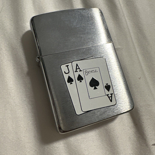 Zippo 1996 - Bicycle BLACK JACK Unstruck WINDPROOF Lighter RARE