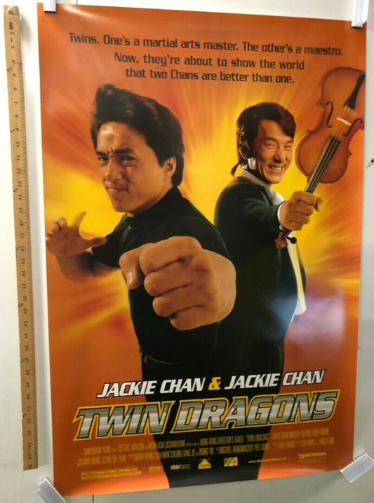 "Twin Dragons" Original Movie Theater Promo Poster Jackie Chan Dimension Films