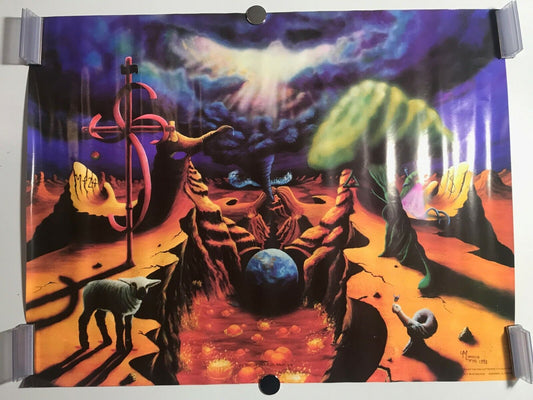 Birth Pangs Black Light Poster 23 x 30 Trippy Visuals Yonic Phallic Surreal NIB