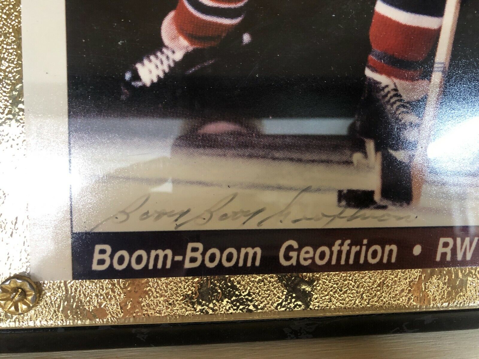 Boom Boom Geoffrion Signed Plaque W/ COA All UItimate Team RW Canadiens NHL 