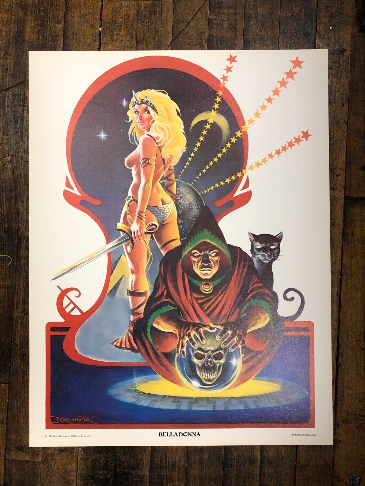 FANTASY SCI-FI Pin-Up Franzetta ART Vintage 1976 FRANK BRUNNER BELLADONNA POSTER