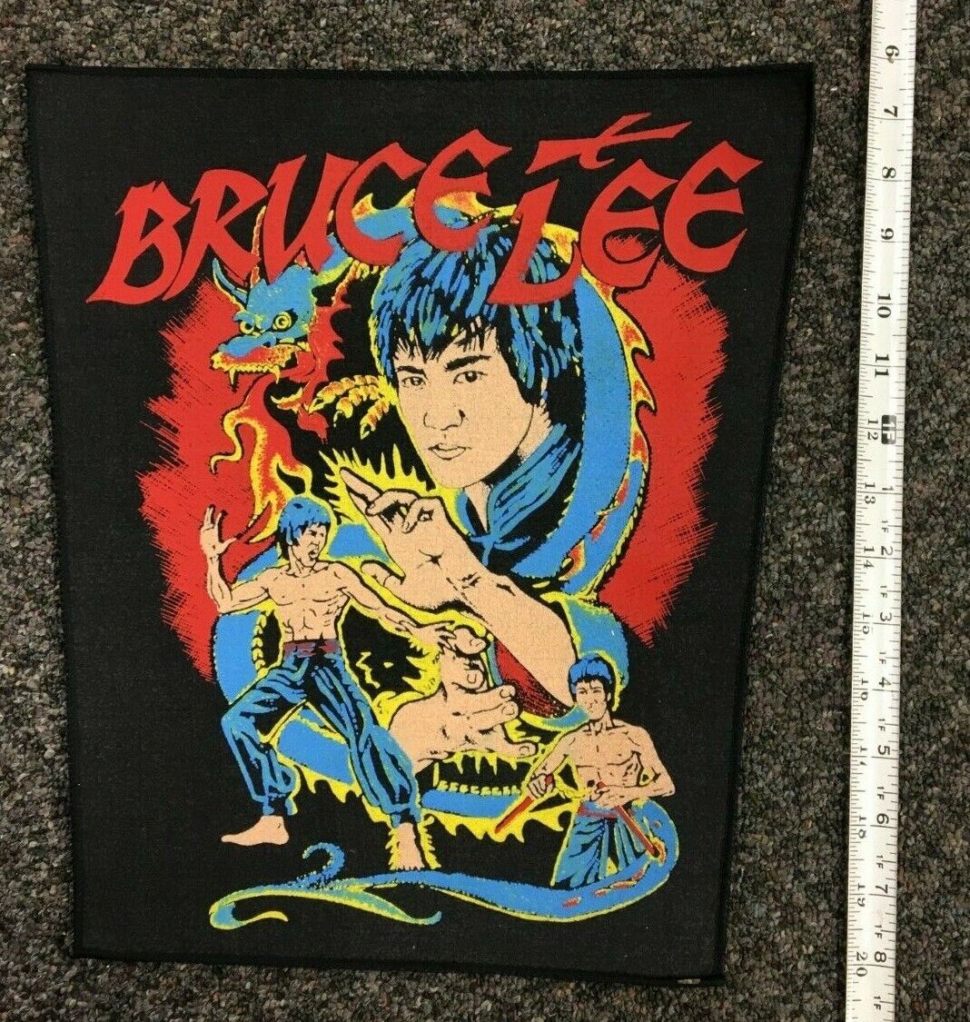 BACKPATCH VINTAGE- BRUCE LEE - hidden dragon- kung fu-  1980s/90s SCREEN PRINT