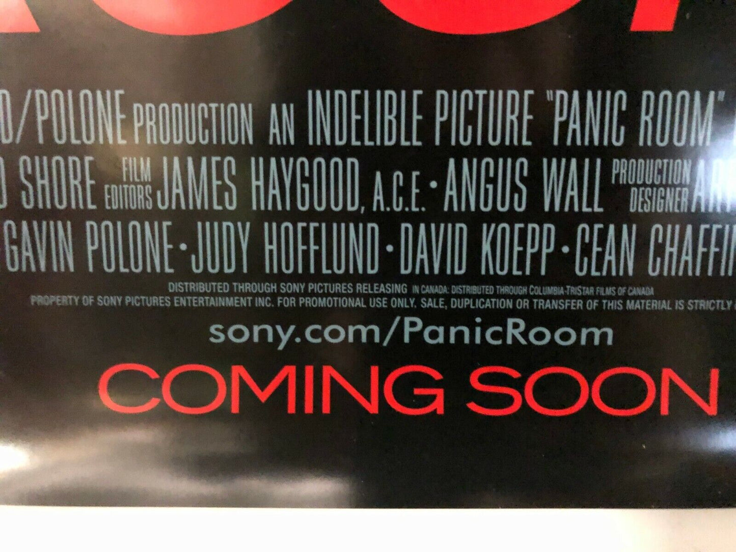 "Panic Room" Original Movie Theater Promo Poster Jodie Foster 2002 Rolled