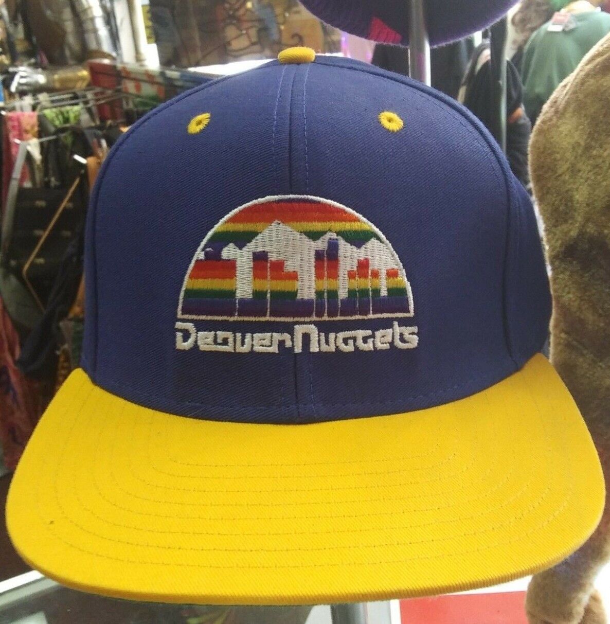 Denver Nuggets Throwback Snapback by Adidas BLUE YELLOW NBA RETRO COLORS CITY