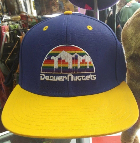 Denver Nuggets Throwback Snapback by Adidas BLUE YELLOW NBA RETRO COLORS CITY