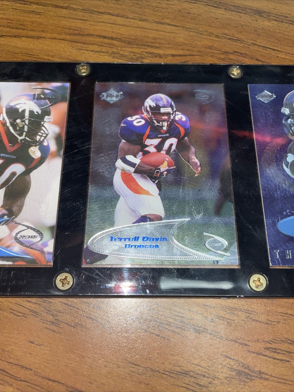 DENVER BRONCOS 3 CARD PLAQUE terrell davis 1999 1998 running back RARE 3 PIECE 