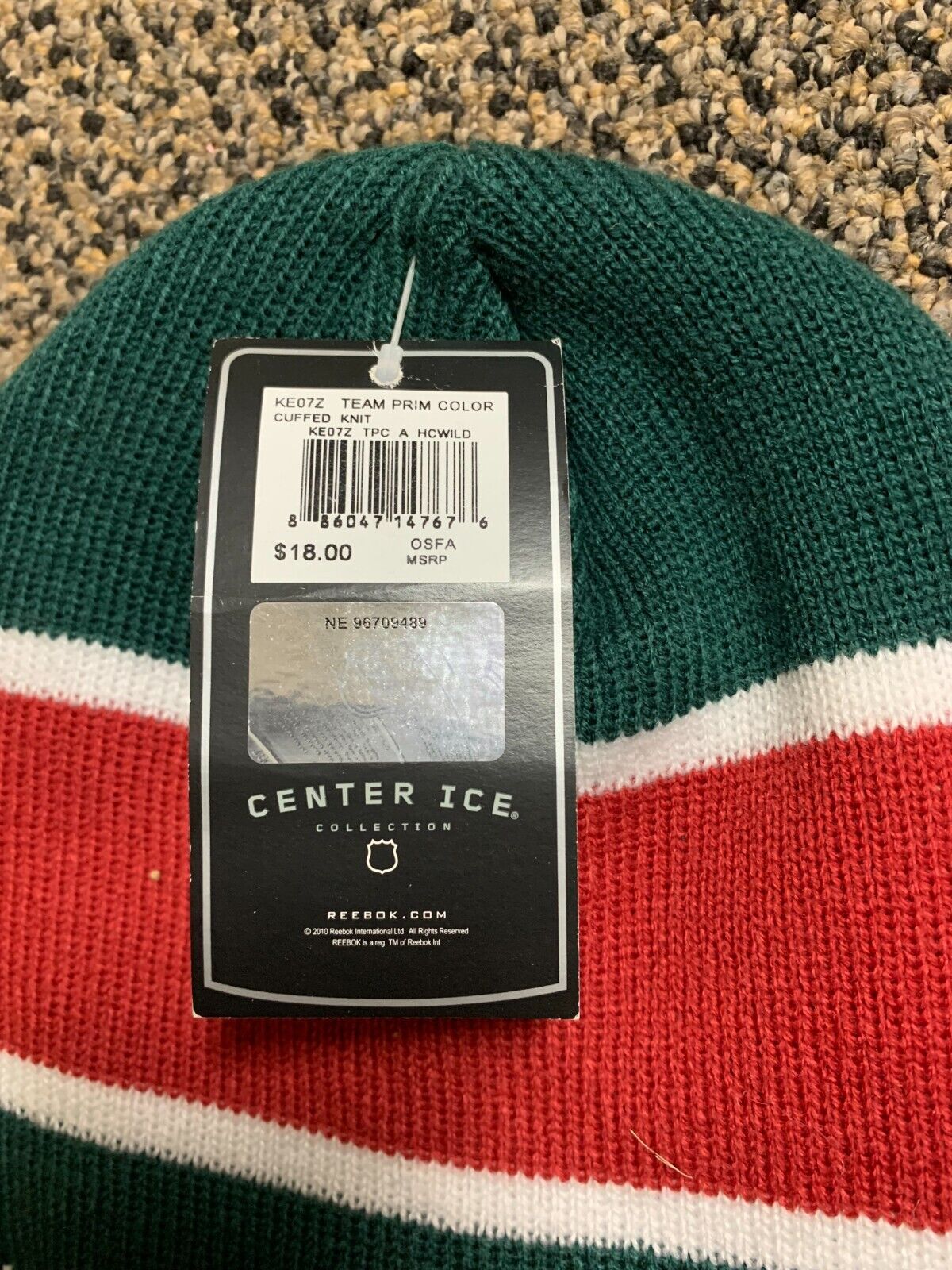 2010 Reebok "Center Ice" Minnesota Wild Winter Cap NHL Hockey Midwest Beanie