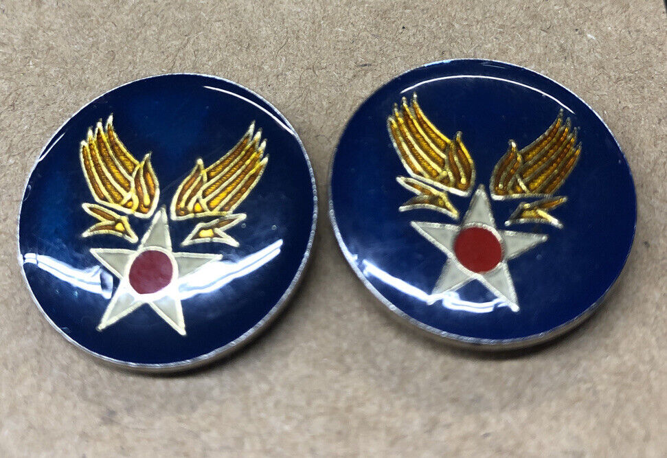 2 US Air Force 3/4 Inch Round Hap Arnold Insignia / Logo Cuff Link Set / Style B