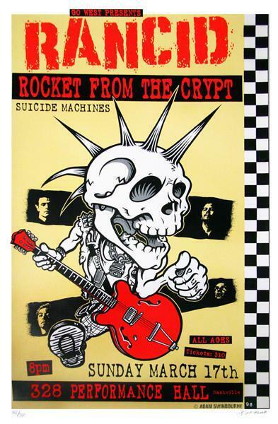 Adam Swinbourne - 1996 - Rancid Concert Poster W/ Rocket From The Crypt