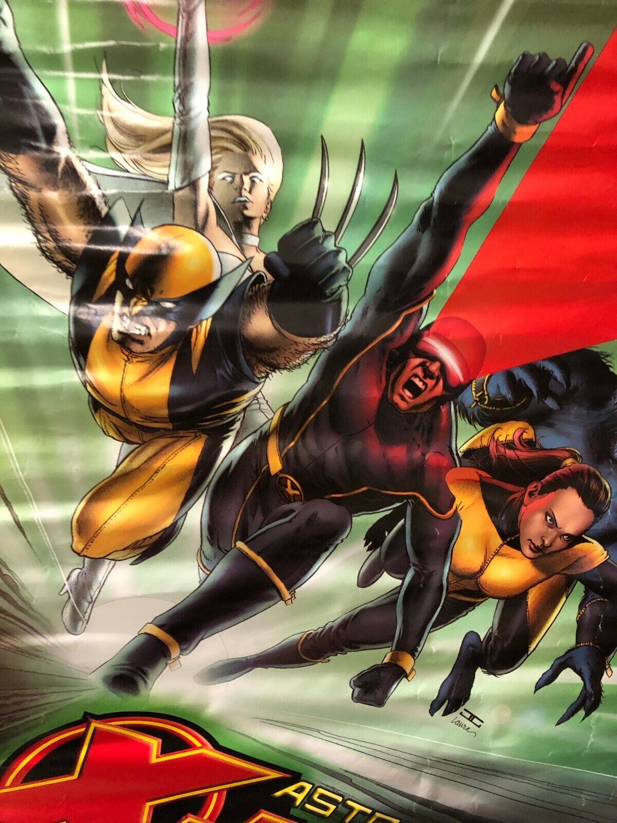 COMIC BOOK POSTER 2004 "The Astonishing X Men" Green And Black Marvel Heroes