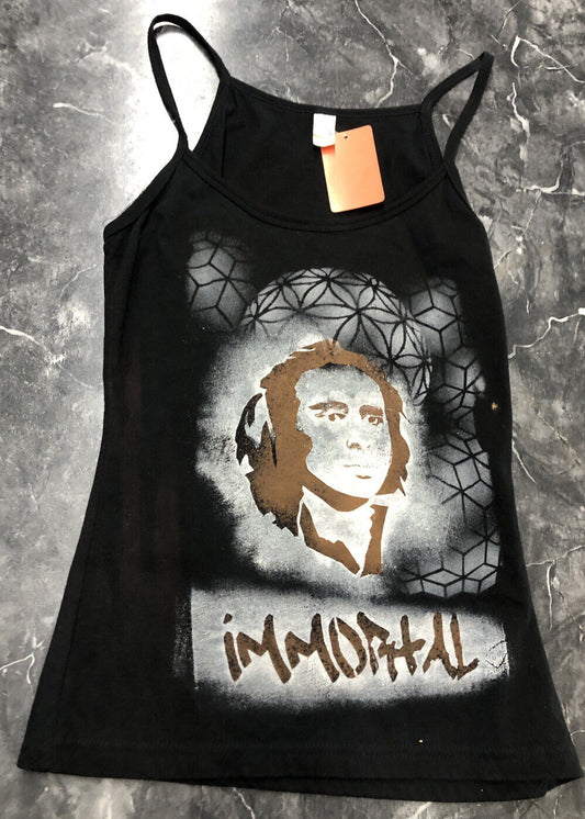 Vintage Woman’s Tank Top -  Immortal Anvil Brand Face Size Small S Black