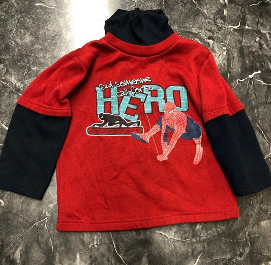 Vintage Youth T Shirt - Spider-Man 2 Did Someone Call For A Hero? Red Size 3T