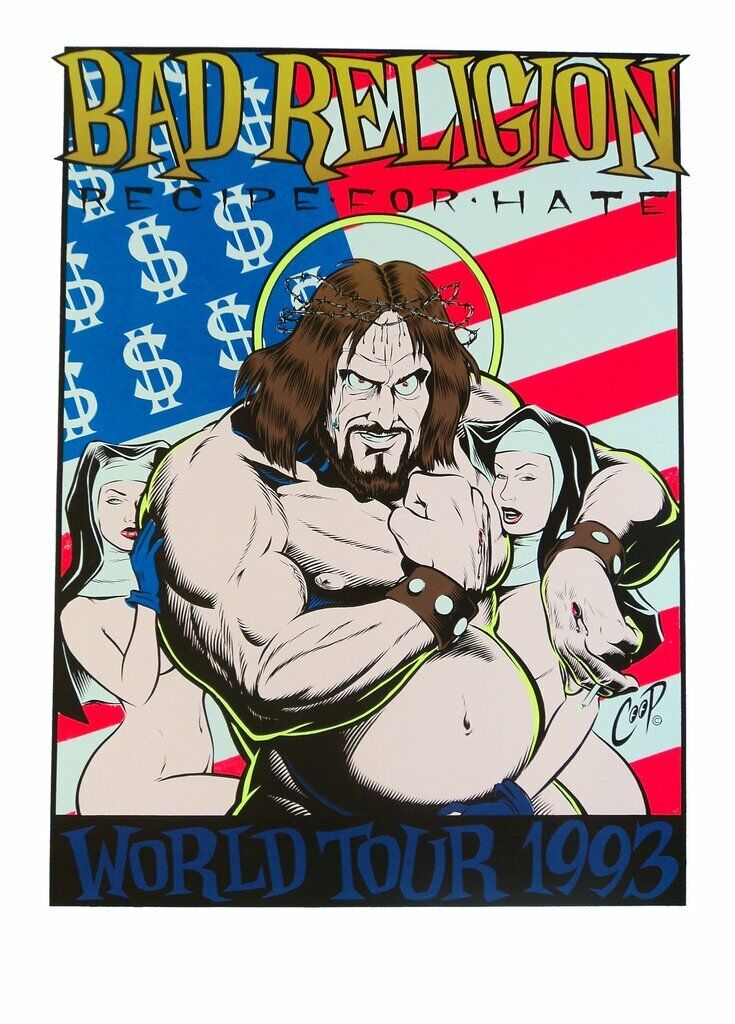 Coop - 1993 - Bad Religion Concert Poster 23X16 Recipe For Hate