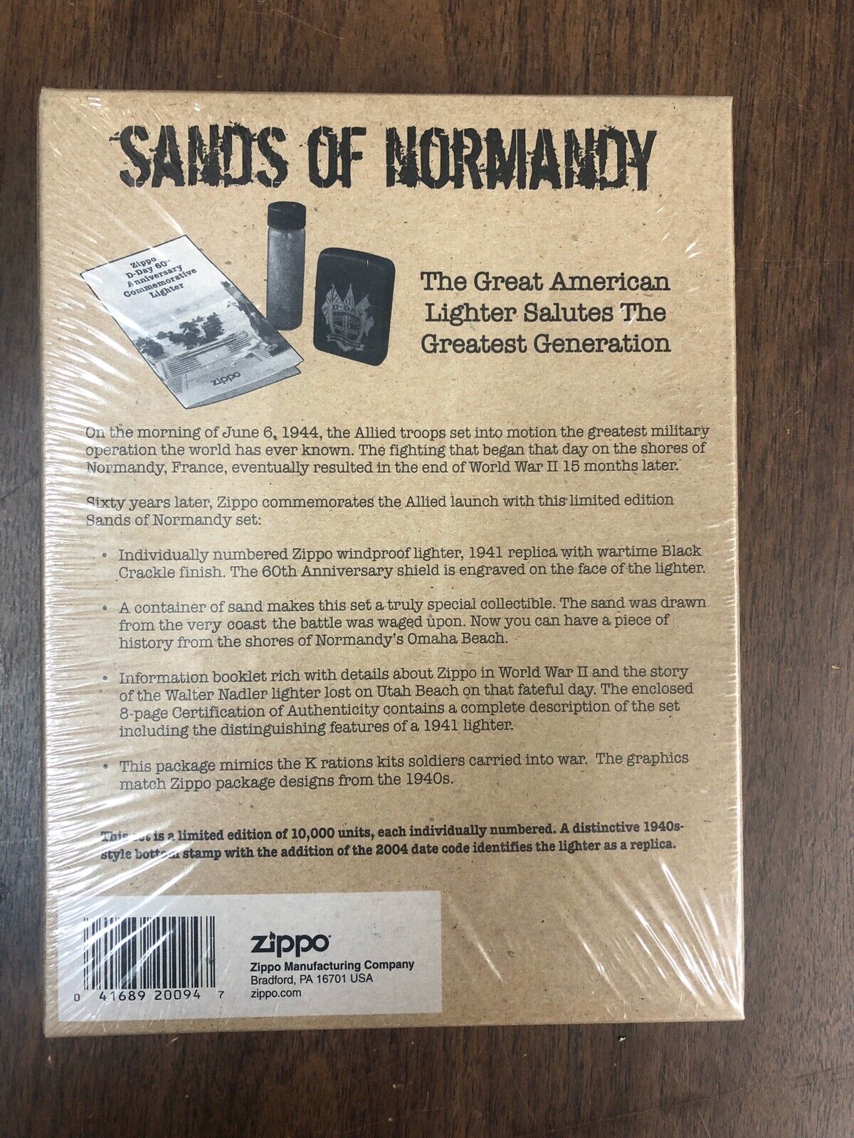 Zippo Sands Of Normandy D-Day 60th Anniversary Commemorative Lighter Sand SEALED