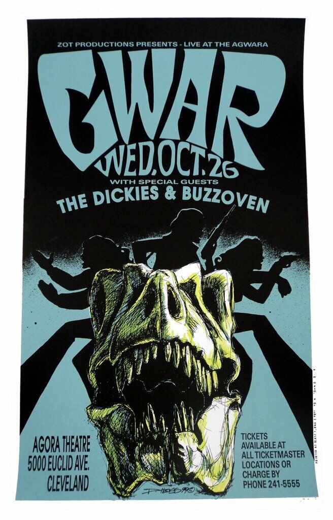 Derek Hess - Gwar Poster 1994 W/ Buzzoven, The Dickies @ Agora, Cleveland OH