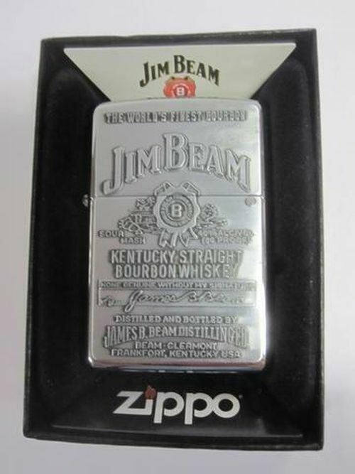 Zippo Lighter Jim Beam Pewter Emblem Windproof USA Windproof Bourbon Whiskey