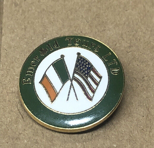 Emerald Tours LTD 1984 Lapel Hat Pin Vintage Advertising Flags Enamel