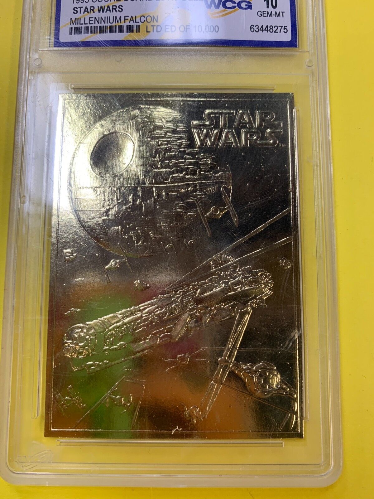 10 GEM MT GRADED 1995 Score Board 23 Karat Gold Star Wars Millennium Falcon