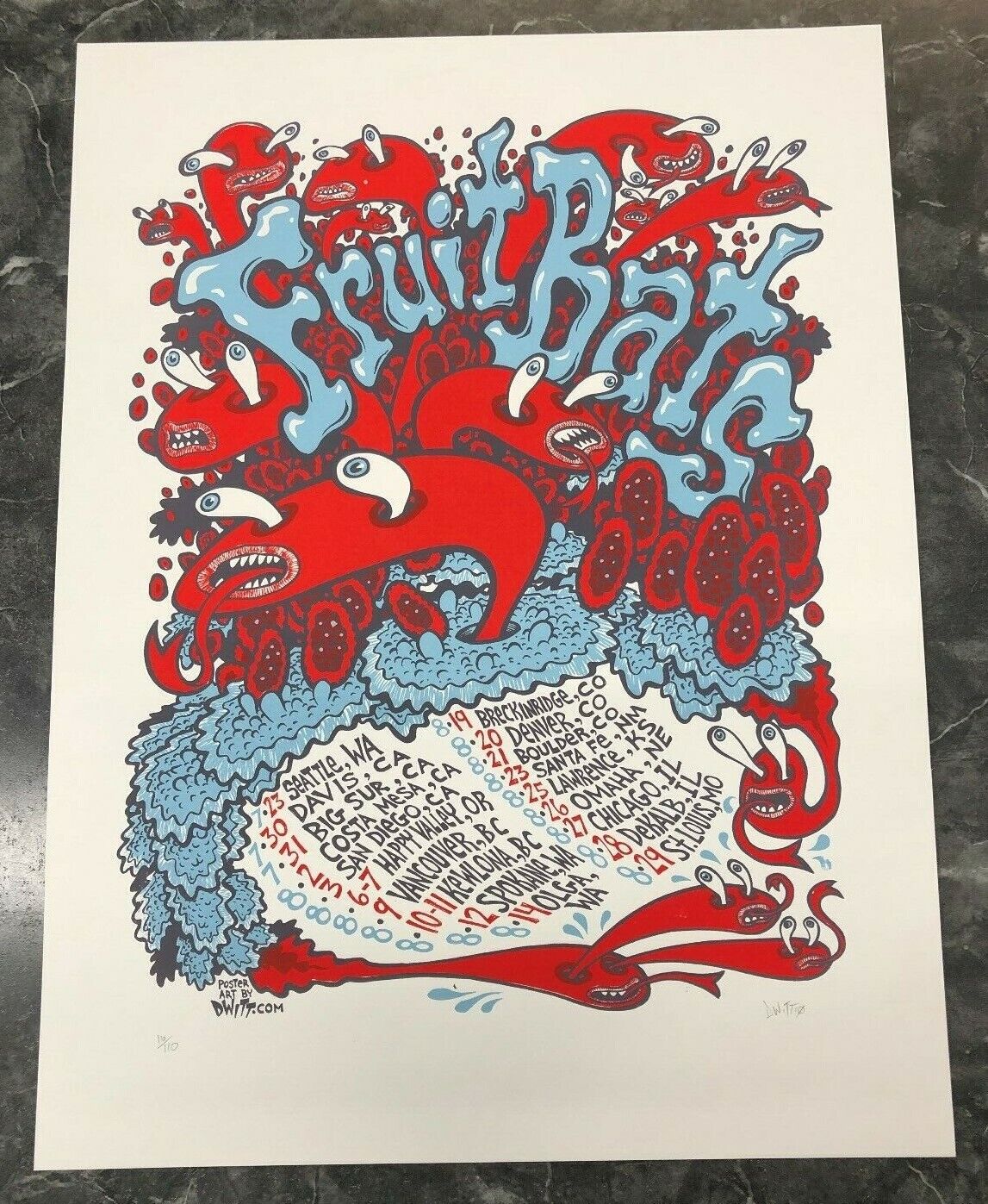 Dwitt - 2010 - Fruit Bats Tour Poster Signed And Numbered By Artist