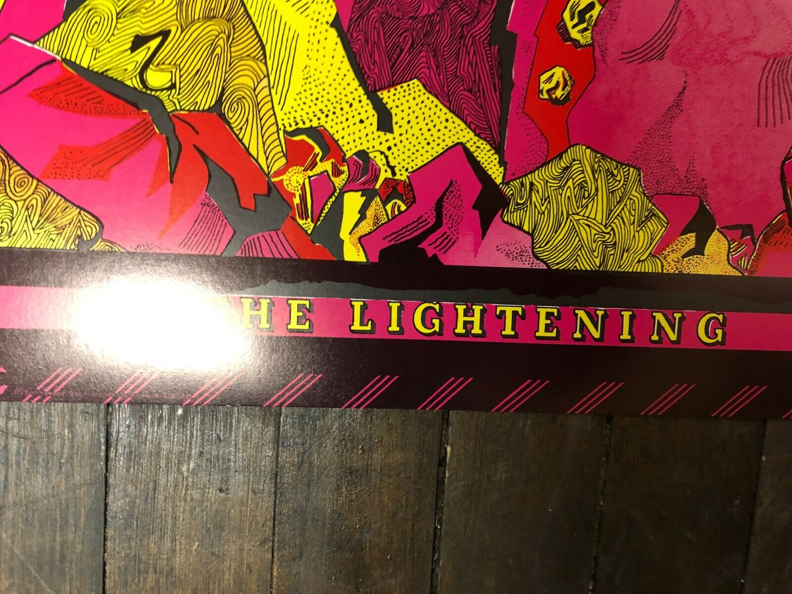 "The Lightning" Vintage Tarot Card Poster Print 1967 Musik Black Light RARE 