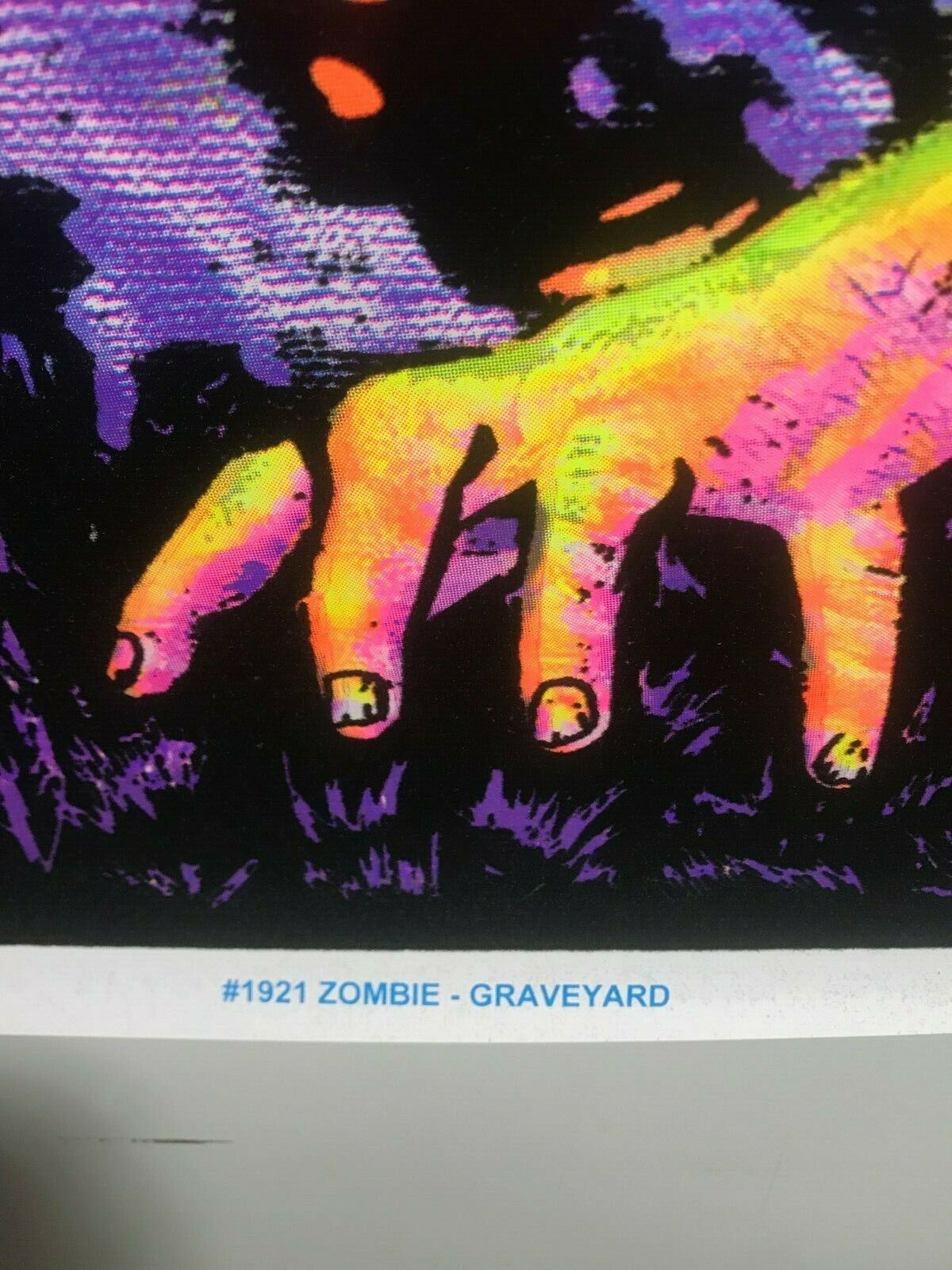 Zombie Graveyard 1921 Blacklight Poster 24x35 NOS Horror Creepy Trippy Vibrant 