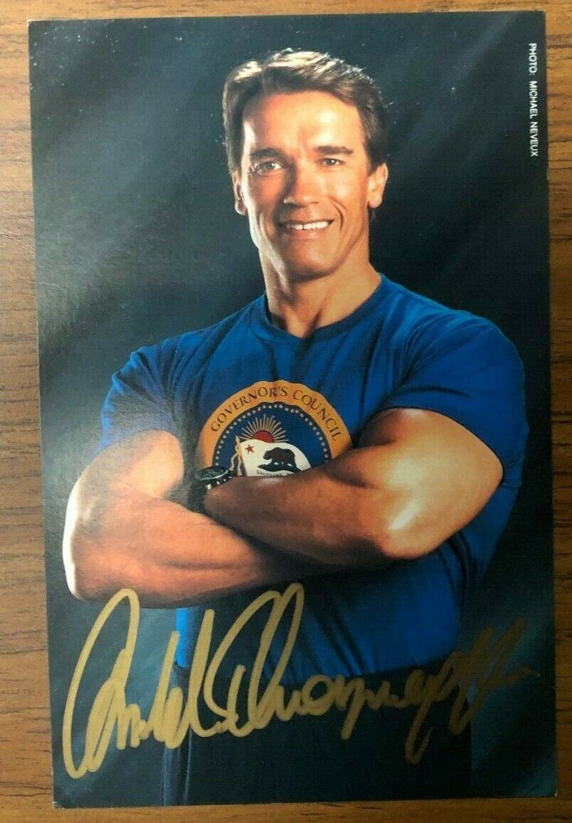 Autographed Headshot Of Arnold Schwarzenegger 8.5x5.5 Body Building Austria