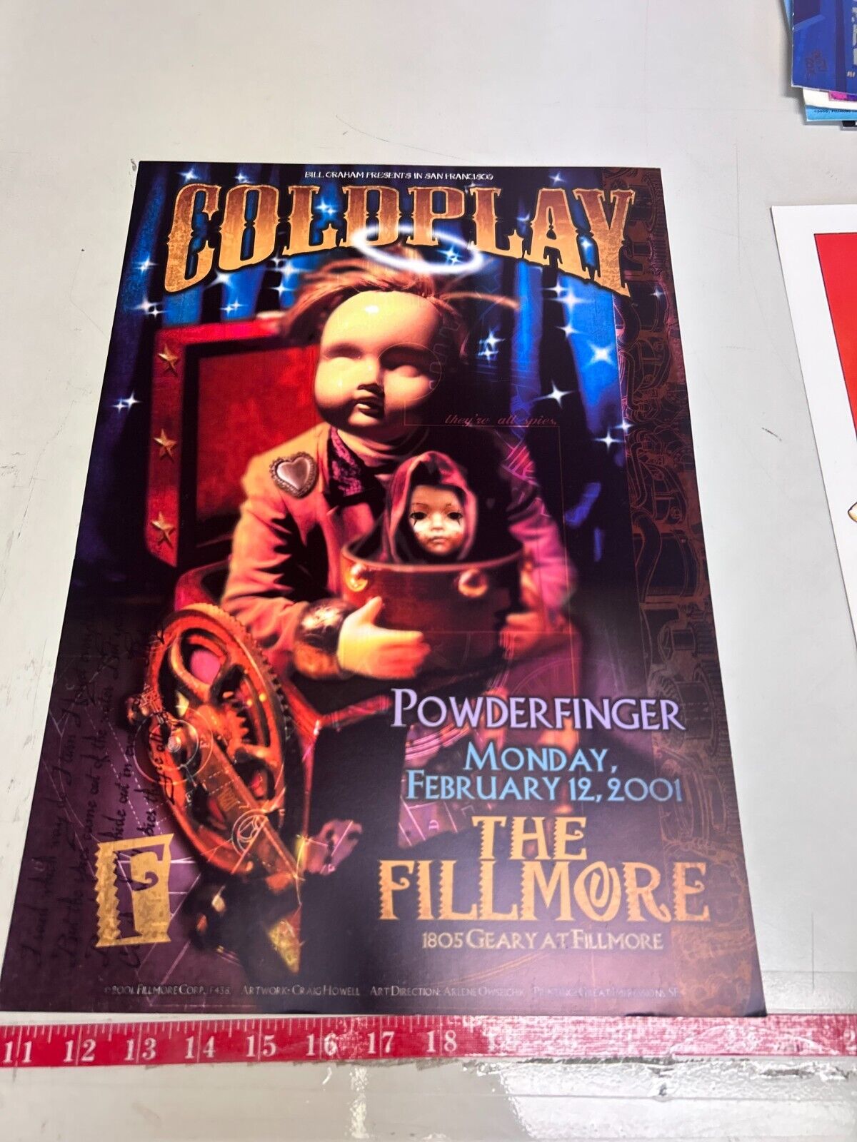 Craig Howell - 2001 - Coldplay Concert Poster @ Fillmore BGP Powderfinger