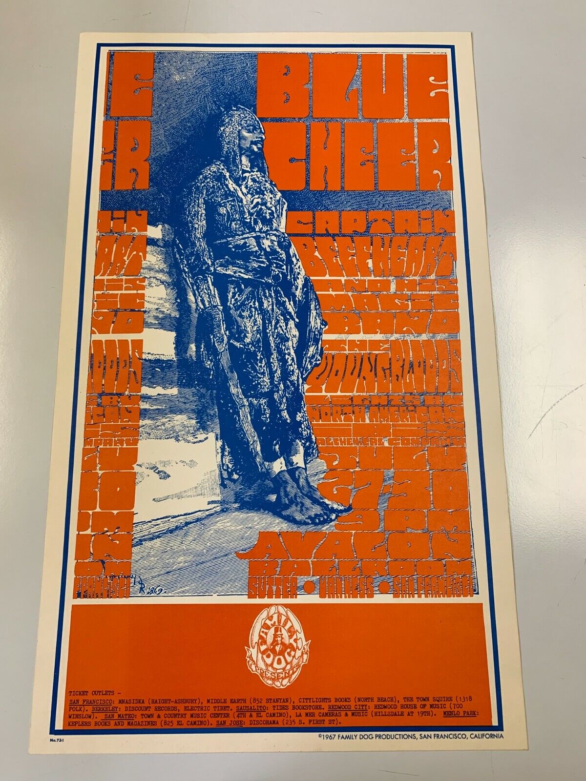 1967 Family Dog Prod. "Blue Cheer" W/ Captain Beefheart Iconic Knight Orange