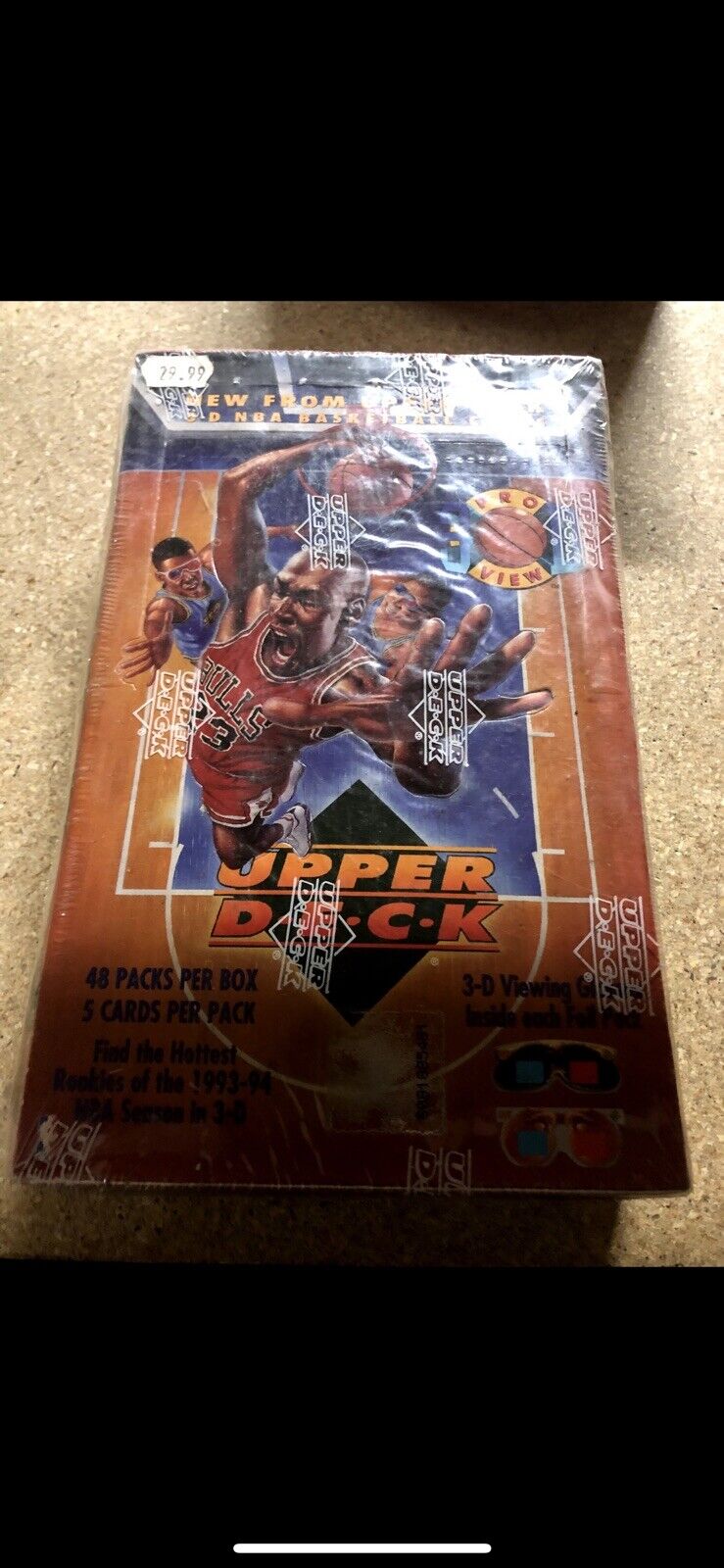 1993-94 Upper Deck Pro View 3D Basketball [Factory Sealed,5 Cards/48 Packs,Rare]