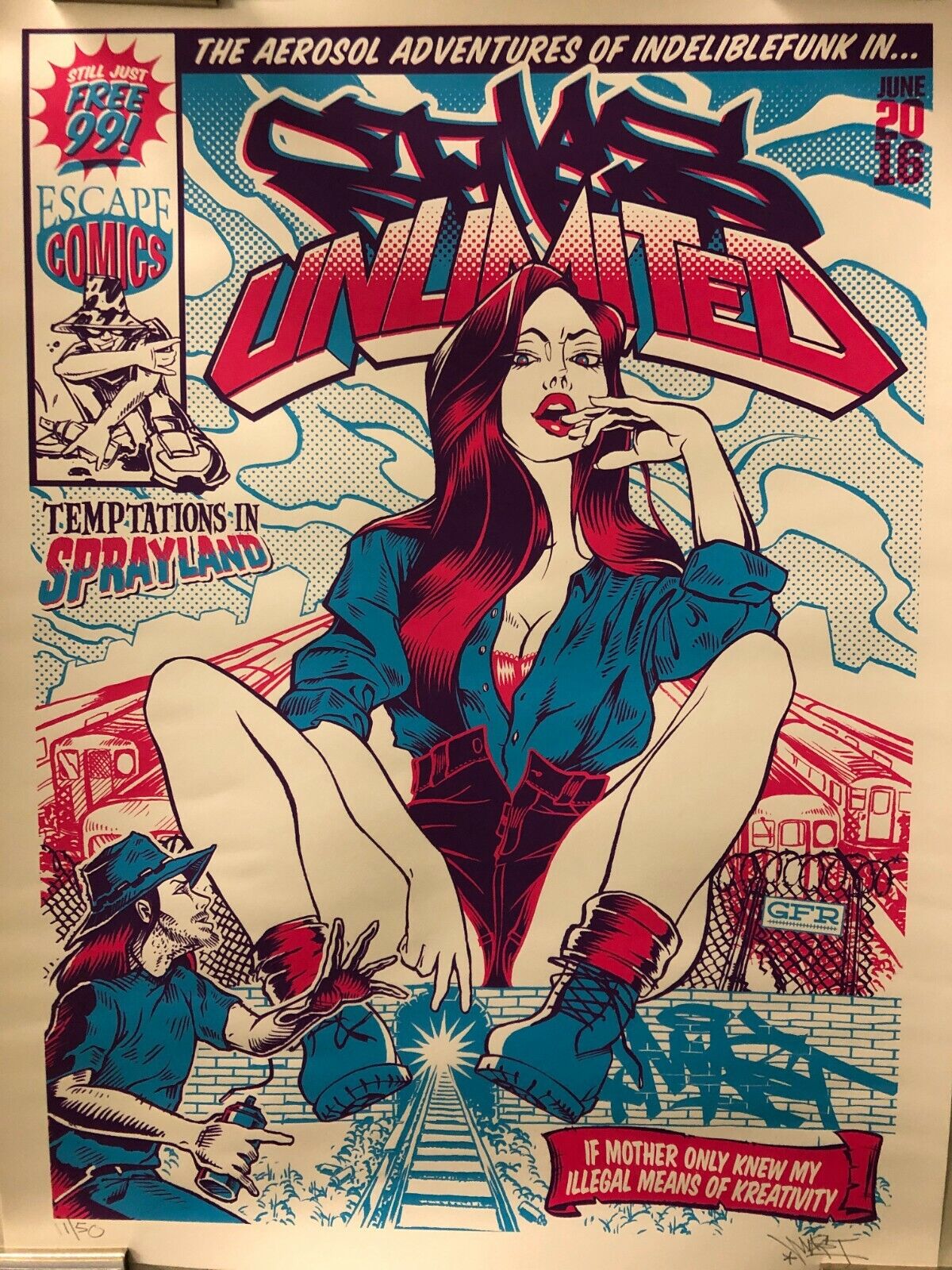 ART POSTER Graffiti Street Art Classic Signed And Numbered Artist Escape Comics