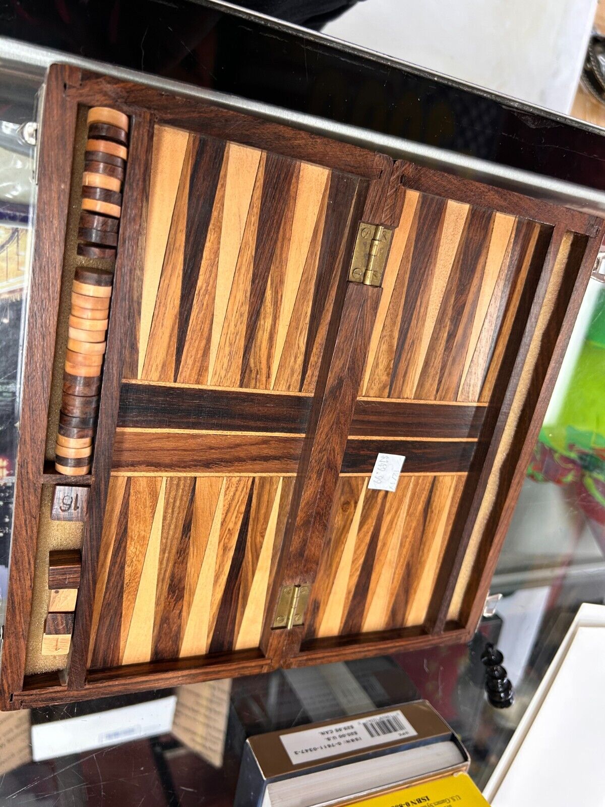 VINTAGE Wooden Chess/Backgammon Game Board With All Pieces Made In Mexico