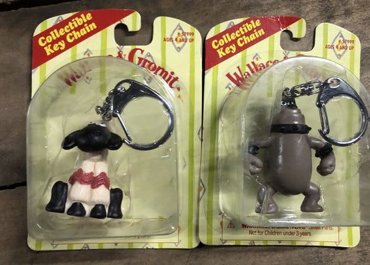 1989 Wallace & Gromit Key Chain Figure Sealed On Card Vintage preston & sheep