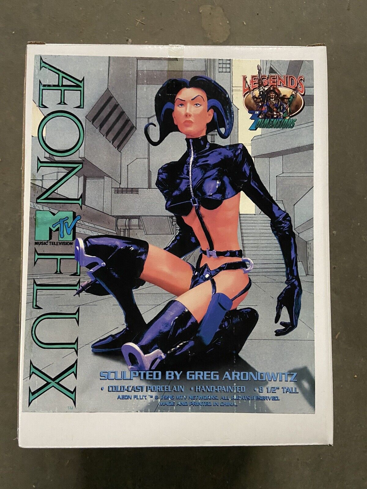 Aeon Flux Cold Cast Porcelain 8-1/2" Hand Painted Statue MTV '96 Legends in 3D