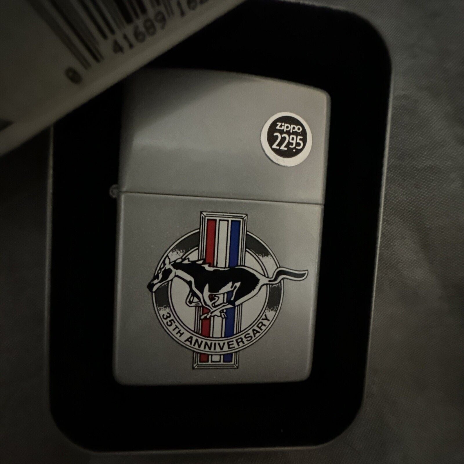 ZIPPO LIGHTER 35TH ANNIVERSARY FORD MUSTANG UNUSED NEW ORIGINAL TIN