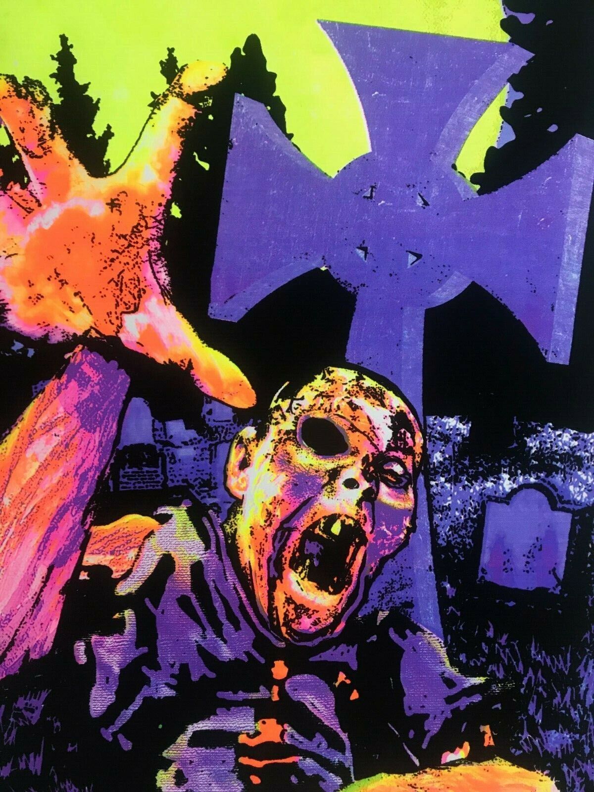 Zombie Graveyard 1921 Blacklight Poster 24x35 NOS Horror Creepy Trippy Vibrant 