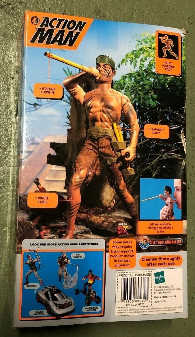 1999 Hasbro "ACTION MAN" (Jungle Dart) Dart Firing 12" Action Figure Military 