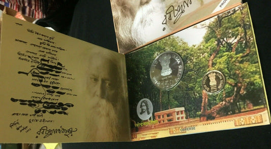 2010 150th Birth Anniversary of Rabindranath Tagore Proof Coin Set India Goverme