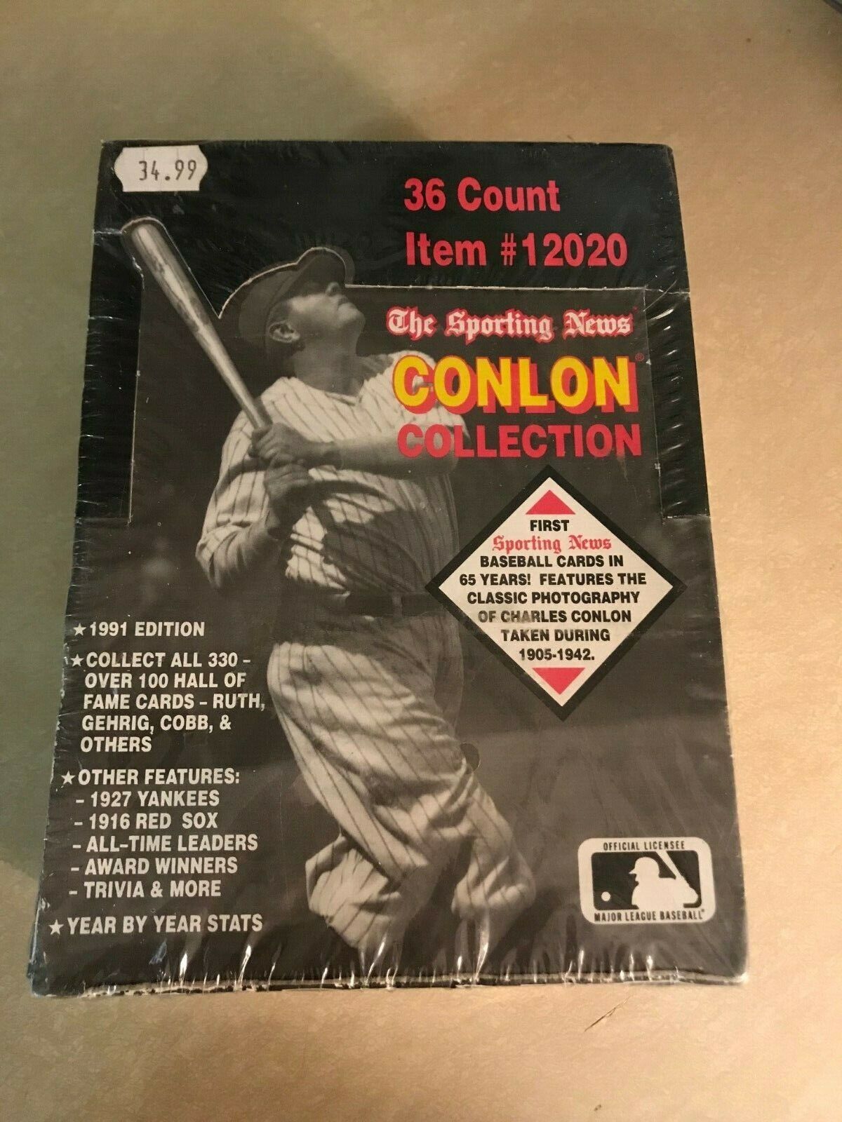 1991 Conlon Collection Baseball Wax Box Megacards Babe Ruth Hall of Famers