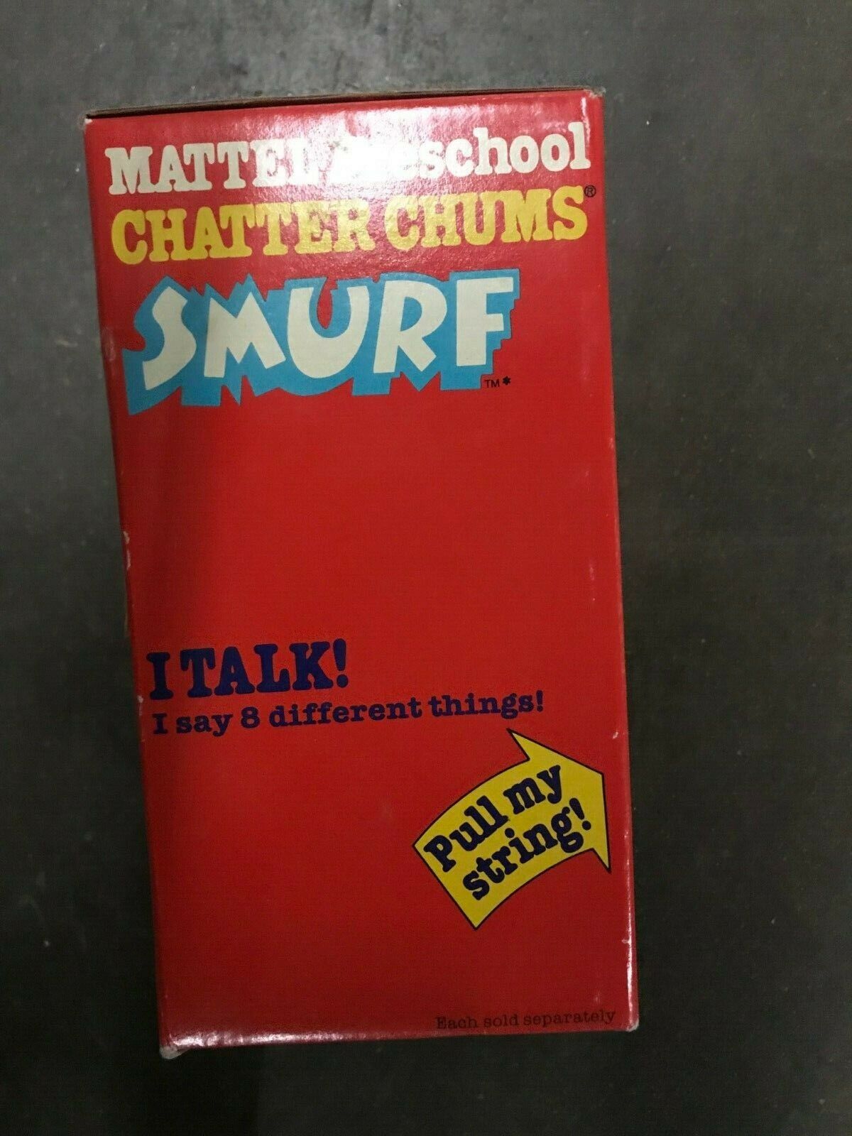 Chatter Chums Smurf Rare Mattel Preschool NIB Vintage NOS Original Pull Stiring