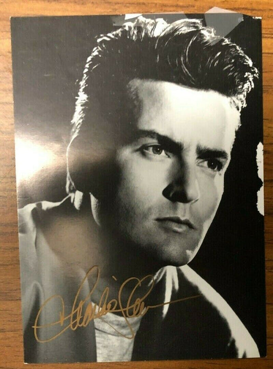 Autographed Headshot Of Charlie Sheen Black And White Winning Tigers Blood