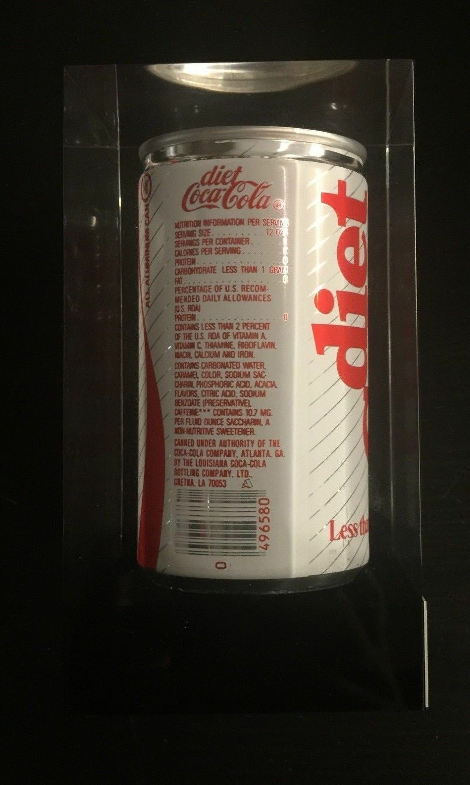 1983 INTRODUCING DIET COKE CAN DISPLAY in LUCITE MINNEAPOLIS * VHTF