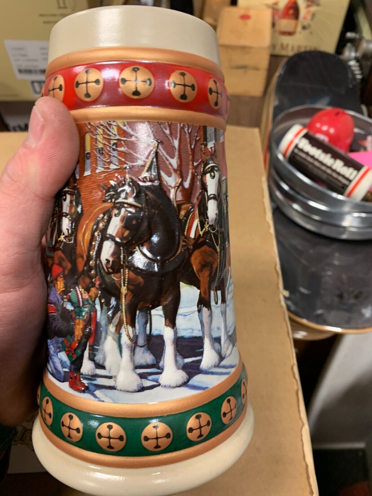 Budweiser 1994 Holiday Stein "Hometown Holiday" NIB w/ COA Clydesdales Beer KOB