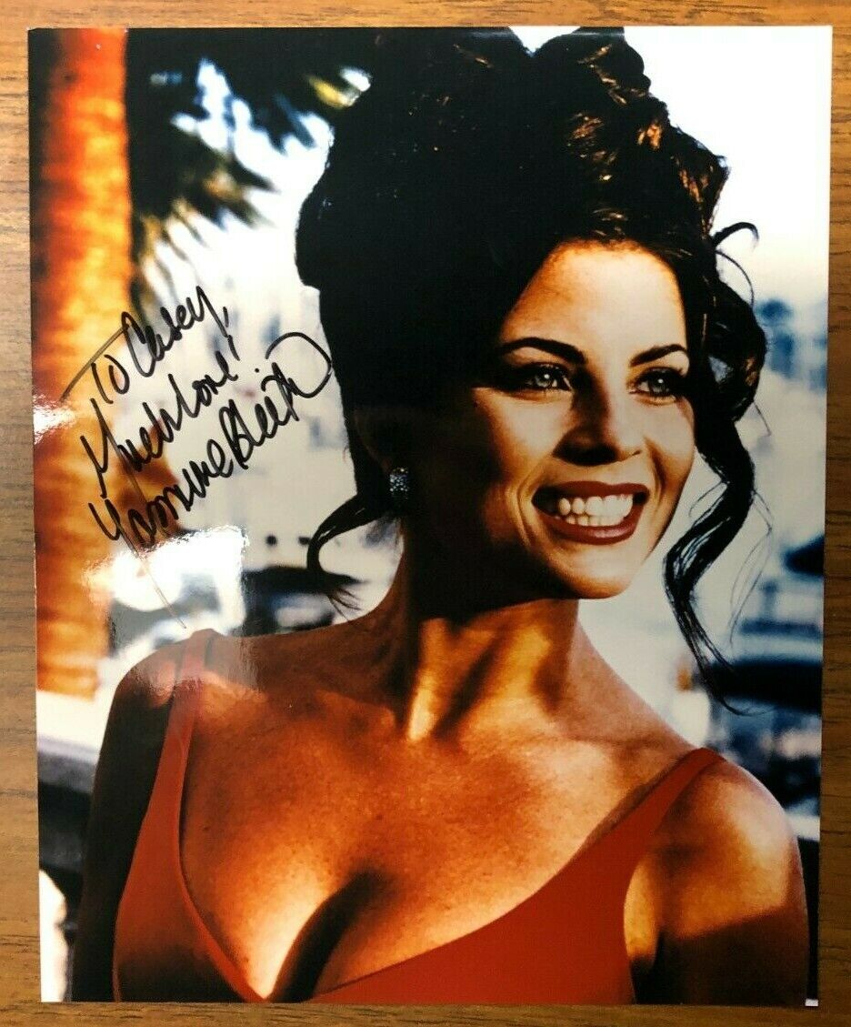 Autographed Headshot Of Yasmine Bleeth Baywatch In Red Dress And Color Actresses