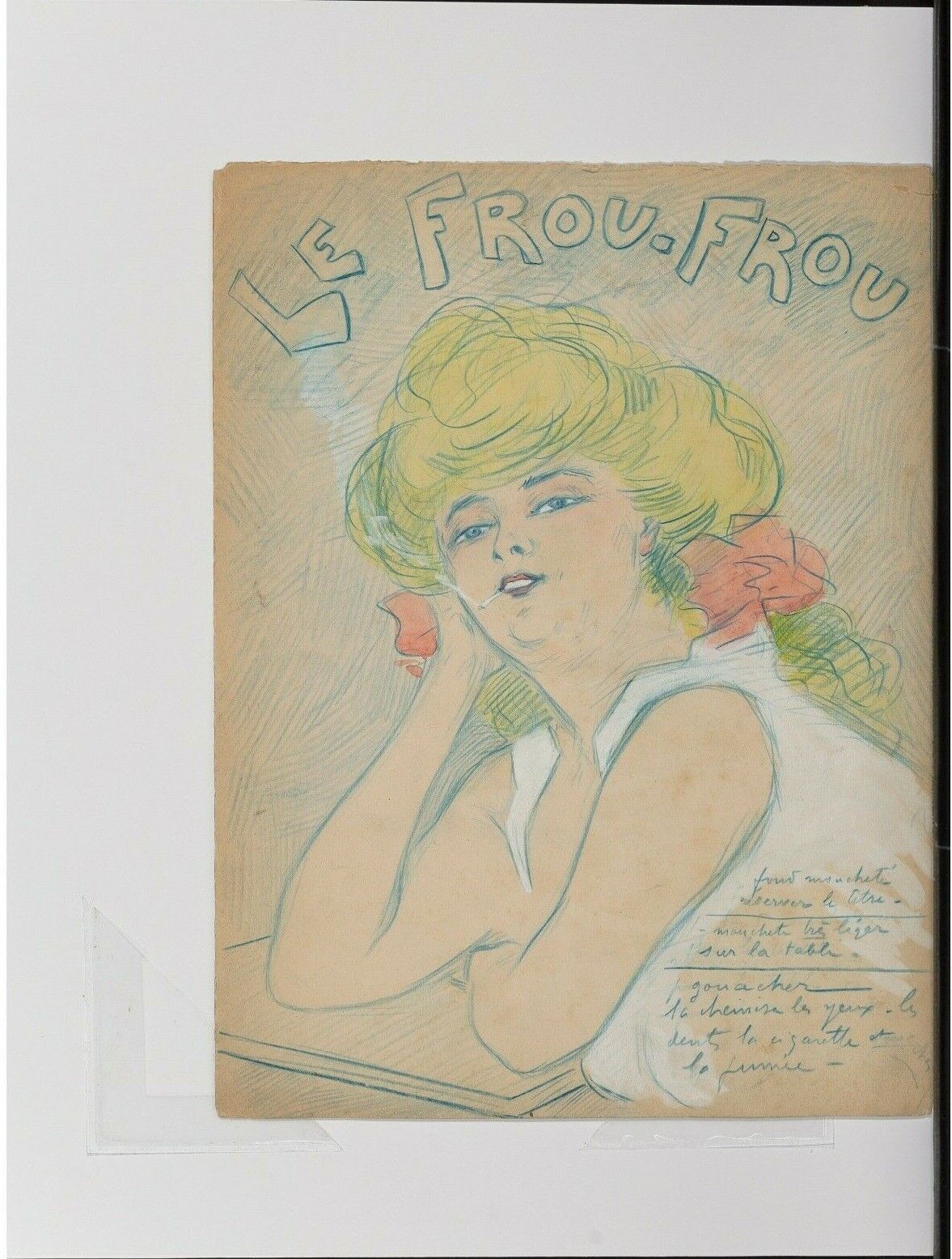 19th CENTURY FRENCH Le Frou Frou magazine cover study February 6, 1908 Drawing