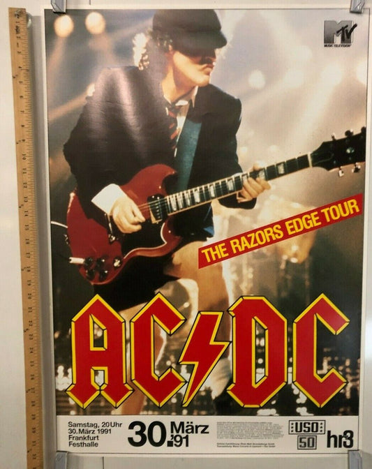 AC/DC The Razors Edge Tour 1991 Poster In Frankfurt At Festhalle German Rock