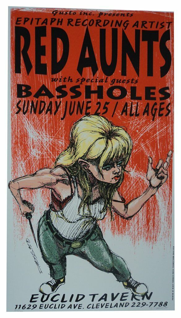 Derek Hess - Red Aunts Poster 1995 @ Euclid Tavern, Cleveland OH