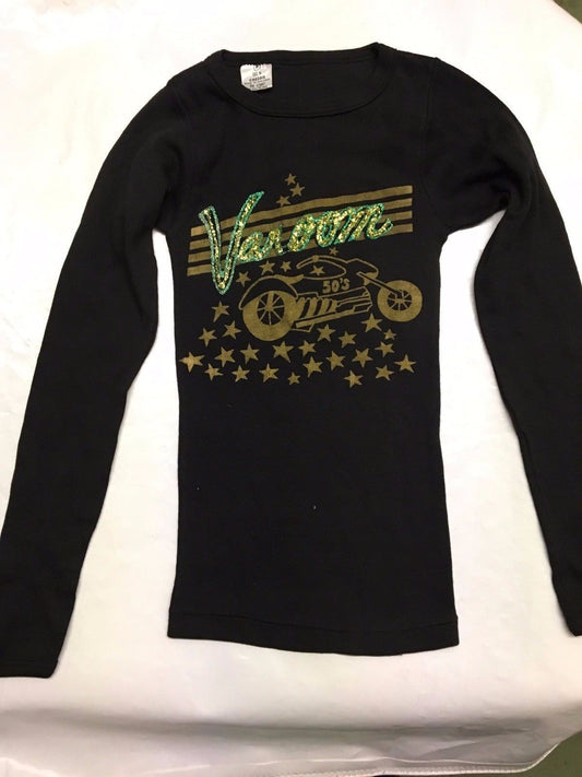 VINTAGE VAROOM 1950'S MOTORCYCLE WOMAN'S SIZE M GLITTER LONG SLEEVES 